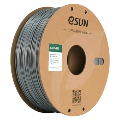 Image de eSUN Filament ABS+ 1.75mm, eABS+HS ABS Plus d&#039;Imprimante 3D Haute Vitesse, Précision Dimensionnelle +/ 0.05mm, Bobine de 1KG (2.2 LBS) pour l&#039;Impression Rapide,Argent