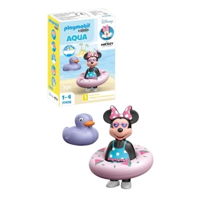 Image de Playmobil 71416 1.2.3 &amp; Disney : Minnie avec bouée Jouet de Bain Le Personnage Mouse, Une et Un Canard Violet pour Les Tout Petits 18 36 Mois