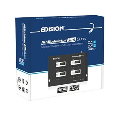 Image de EDISION HDMI Modulateur 3in1 Quad, RF 4xHDMI vers terrestre DVB T, ISDB T ou Câble C MPEG4, 3 SIGNAUX de Modulation SÉLECTIONNABLES, Distribution Full HD sur Coaxial