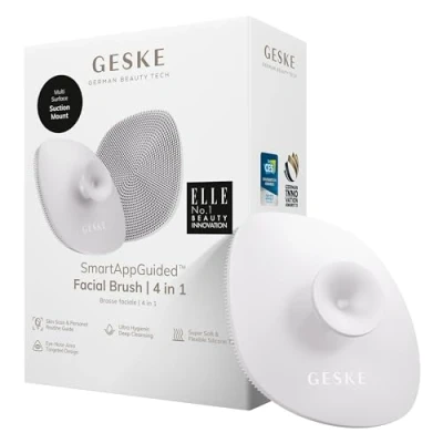 Image de GESKE Brosse faciale SmartAppGuided™ 4 in 1 nettoyante visage avec poignée silicone souple Nettoyage professionnel Appareil de du la peau
