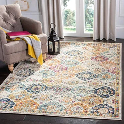 Image de Safavieh Grand Tapis de Salon rectangulaire pour Une Utilisation en intérieur, Polypropylène, Crème/Multicolore, 120 X 180 cm
