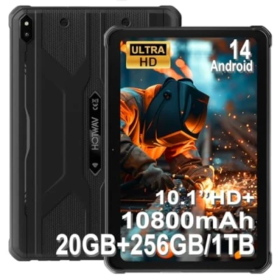 Image de HOTWAV R10 Pro Tablette Incassable 2025 20Go + 256Go/TF 2To Android 14 Tablette, 10080mAh Battery, Écran 10.1&quot; HD+ Tactile, 13MP+5MP/Dual SIM 4G/WLAN 5/Octa Core/IP68&amp;IP69K/Face ID/GPS/OTG