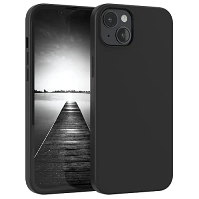 Image de EAZY CASE Coque de protection en silicone pour iPhone 14 Plus, noir, résistante aux chocs, avec l&#039;appareil photo, fine TPU, antichoc, noir mat