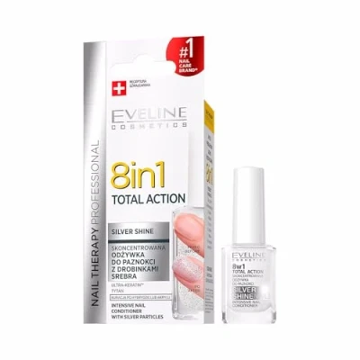 Image de Eveline 8 in 1 Total Action Nail Conditioner with silver flecks, 12 ml