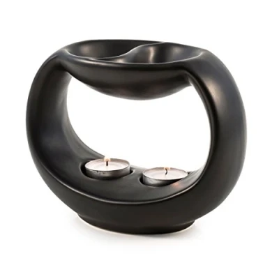 Image de pajoma Yin &amp; Yang Lampe parfumée Noir Hauteur 14 cm Convient pour 2 huiles parfumées différentes