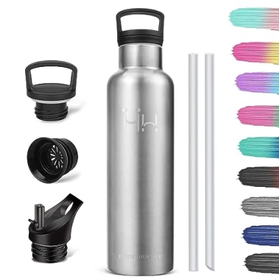 Image de HoneyHolly Gourde INOX Isotherme Bouteille 1L Acier Inoxydable avec Isolation par Double Paroi Gourde, Anti Fuite Reutilisable sans BPA, pour Sport, Gym, Randonnée