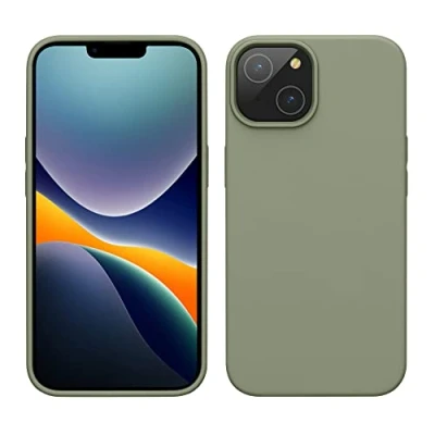 Image de kwmobile Housse Compatible avec Apple iPhone 14 Coque de téléphone Fine Finition Douce Vert Gris