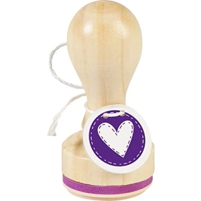 Image de Knorr Prandell Stamp Wooden Round Motif Size Approx. 3.2 cm Theme: Heart Stitches