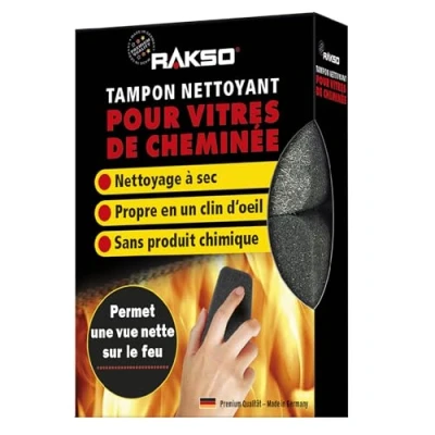 Image de RAKSO Nettoyant Vitre Insert Cheminée 2 Nettoyants Poêle à Bois, Cheminée, Produit Nettoyage