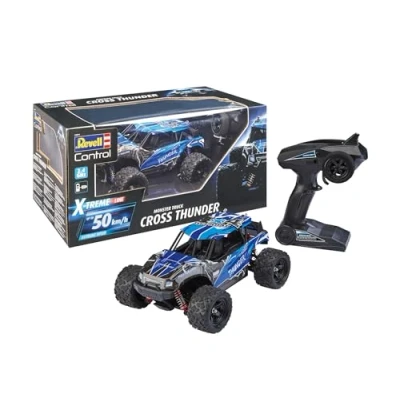 Image de Revell Control X Treme Voiture Desert Truck 4x4 télécommandée Cross Thunder Rapide 50 km/h à Batterie, 24831, Bleu
