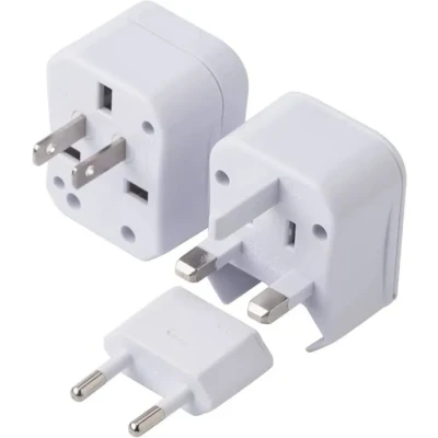 Image de Adaptateur de Voyage Prise Courant International Universel Embouts 3 en 1 220V (Blanc)