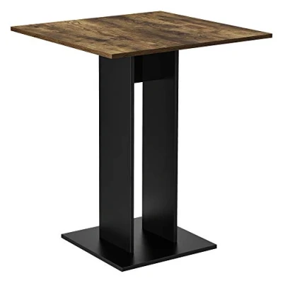 Image de [en.casa] Table à Manger de Forme Carrée Design pour Salle Cuisine Salon Panneau Particules Mélaminé 65 x 78 cm Effet Noyer Noir
