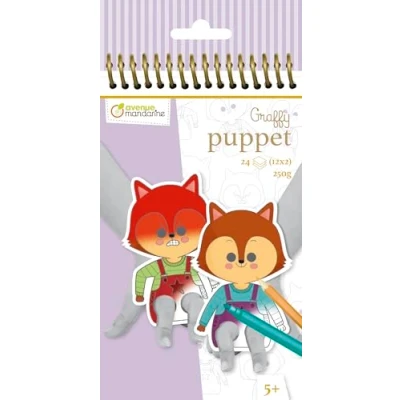 Image de Avenue Mandarine GY137C Un carnet de coloriage Graffy Puppet 24 marionnettes à doigts pré découpées 12x12 cm À partir 5 ans ÉMOTIONS