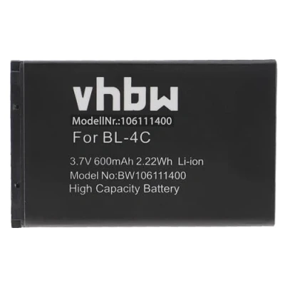 Image de vhbw Batterie Remplacement pour Brondi W11, W3 Smartphone (600mAh, 3,7V, Li ION)