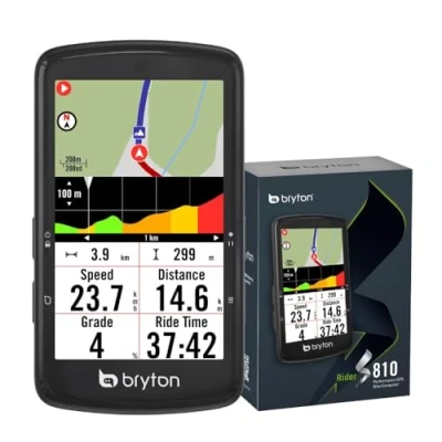 Image de Bryton Rider S810 Compteur GPS Vélo avec écran Couleur 3,5&quot; en Verre incurvé 2,5D, autonomie 50 h, Carte Europe Hors Ligne, Navigation Virage par Virage, Ant+/BLE, Segments Strava Live