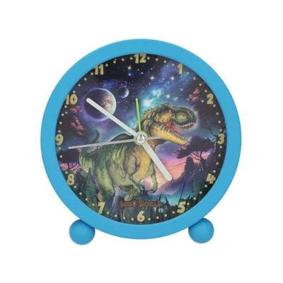 Image de Depesche 13313 Dino World Galaxy Réveil en Bleu pour Enfants, avec Motif de Dinosaure, Horloge silencieuse Fonction lumière, Pile Incluse, Blue, Taille Unique