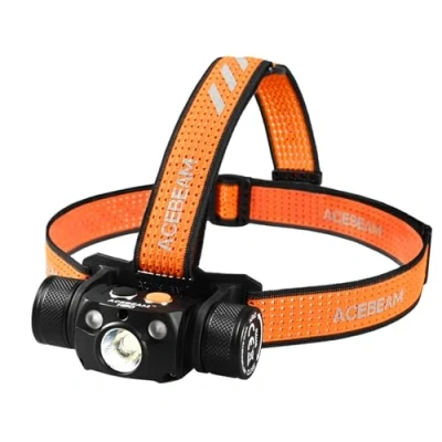 Image de Acebeam H30 Lampe Frontale Max 4000 Lumens Lumière Blanche Brillante + Rouge Verte, de Poche Rechargeable avec USB C, Meilleures Lampes Frontales pour Camping Randonnée