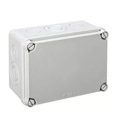 Image de IDE IP65 IP67 Boîte étanche de vidange avec couvercle opaque et entrées prédécoupées, 116mm x 162mm 76mm, gris, 1