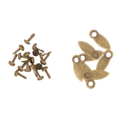 Image de Craftelier Twist Brads and Buttons to Create Fasteners for Scrapbooking Craft Projects Includes 50 Size 17 x 7 mm (0.67&quot; 0.28&quot;) Vintage Bronze Colour