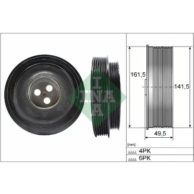 Image de INA 544 0166 10 Poulie Damper 161,50, 141,50 FORD: Transit Custom V362 Van, Mk6 V363 CITROËN: Jumper II Van