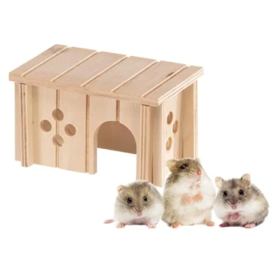 Image de Ferplast Maison Hamster, Maisonette Souris, Accessoire Cage avec Toit Plat et Trous d&#039;Aération, en Kit de Montage, 12,5 x 7,5 h 7 cm,
