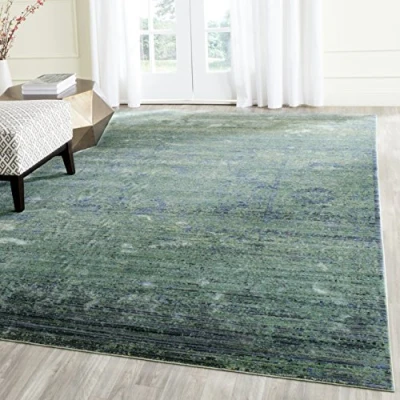 Image de SAFAVIEH Grand Tapis de Salon rectangulaire pour Une Utilisation en intérieur, Polyester, Vert/Multi, 90 X 150 cm