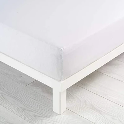 Image de douceur d&#039;intérieur, Drap Housse (140 x 190 cm) Jersy Blanche, 100% Coton