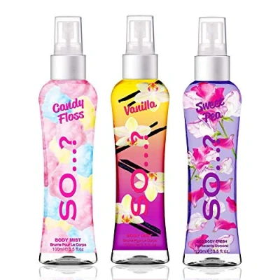 Image de Body Mist by So…? Candy Floss, Vanilla, Sweet Pea Brume Corporelle Parfumée Pour Femme 100ml (Lot de 3)