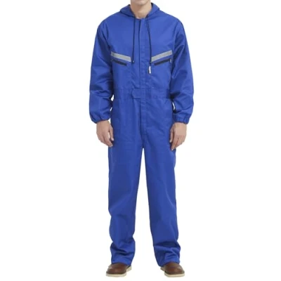 Image de Yukirtiq Combinaison de Travail pour Homme Réfléchissantes Bleu Multipoche Salopette Ensembles Costume Chaufferie avec Capuche, Royal, XL