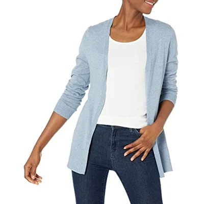 Image de Amazon Essentials Gilet Ouvert sur Le Devant Léger (Grandes Tailles Disponibles) Femme, Bleu Indigo Chiné, S