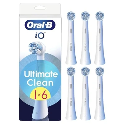Image de Oral B Lot De 6 Brossettes Rechange Ultimate Clean, AUTHENTIQUES, Blanches, Brossage En Profondeur, Elimination La Plaque Dentaire, Brossette Ronde Pour Les Brosses Electriques iO