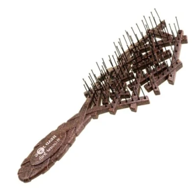 Image de Head Jog Lot de 19 brosses à cheveux démêlantes en coquille noix coco pour secs ou mouillés. Brosse douce et flexible femmes hommes cacao
