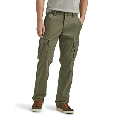 Image de Wrangler Pantalon Cargo en sergé Classique pour Homme Coupe décontractée, Vert Olive, 36W x 29L