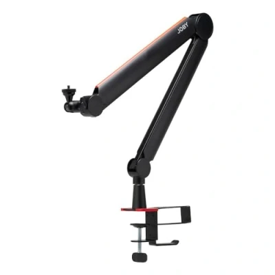 Image de JOBY Wavo Boom, Bras De Perche Microphone Pro pour Streamers Et Podcasters, Silencieux, Support Tasse Casque, Pince Table, Rack Caché Les Câbles, Noir