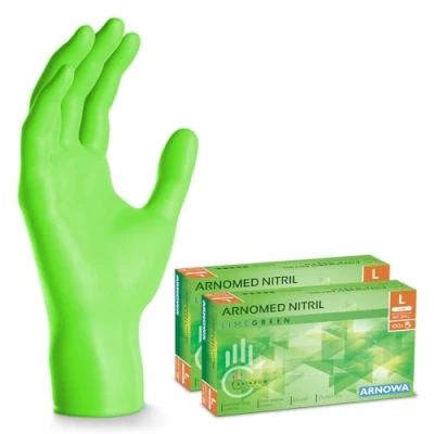 Image de ARNOMED gants jetablesvert, nitrile taille L, gant jetable 200 pièces (2 boîtes), en non poudrés &amp; sans latex, cuisine, a usage unique XS, S, M, L XL