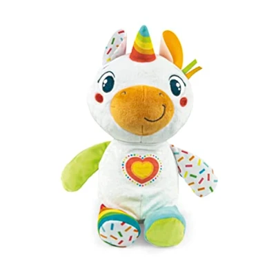 Image de Clementoni Méline, Ma Licorne Câline Peluche Douce Intéractive et Educative Mélodies, Chansons Effets Lumineux Bouton d&#039;Activation Pour Enfants Dès 6 Mois