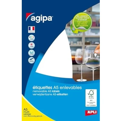 Image de AGIPA Etui A5 (10F) de 1120 étiquettes multi usage Enlevable 12x18,3 mm Blanc