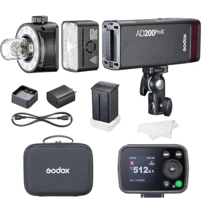Image de Godox AD200Pro II AD200 Pro Appareil Photo Flash 200Ws Lampe vidéo LED, TTL 2.4G, HSS 1/8000s, 500 flashs Pleine Puissance, pour la Plupart des appareils (AD200 mis à Niveau)