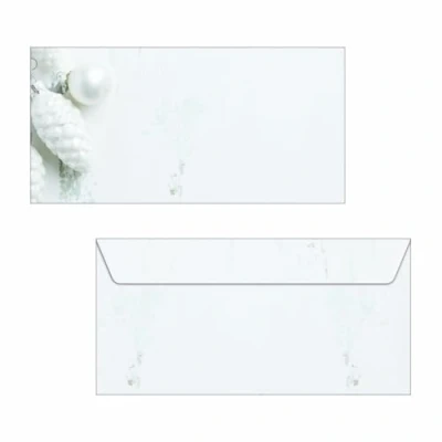 Image de SIGEL Du132 Enveloppes Motif Cônes de Sapin, Noël, Blanc, Format Dl (11 X 22 cm), 50 Pièces