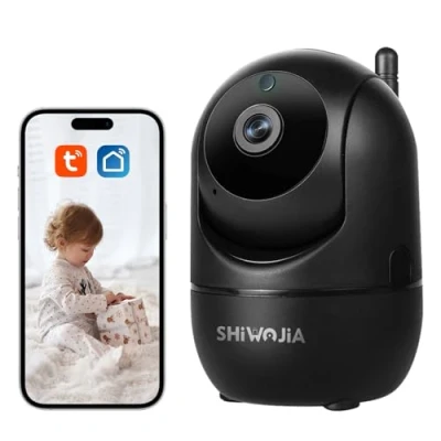 Image de SHIWOJIA caméra Wi FI intérieure de Surveillance avec Vision Nocturne, Audio bidirectionnel, détection Mouvement, TUYA Smart Life Camera
