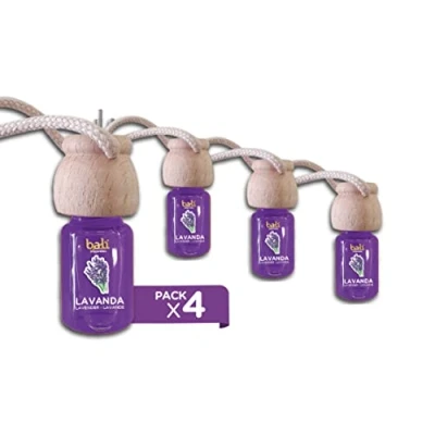 Image de Bali Fragrances Lot de 4 Désodorisants Voiture Lavande 6 ml 0% alcool, absorbe les mauvaises odeurs votre véhicule