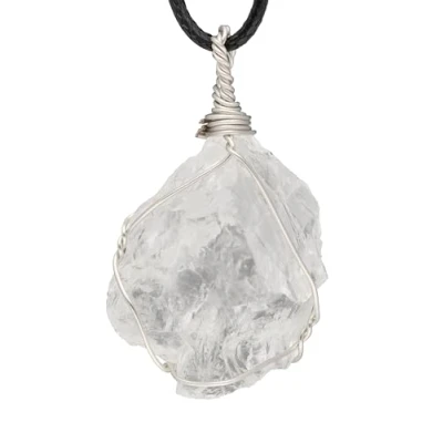 Image de Lebensquelle Plus Pendentif en Pierre brute sertie Cristal naturel (cristal de roche), semi précieuse, Tourmaline
