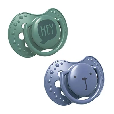 Image de LOVI sucette 6 18 mois, Sucettes pour bébés avec tétine en silicone, Embout dynamique, Sans BPA, Collection Hey, 2 pièces, Bleu