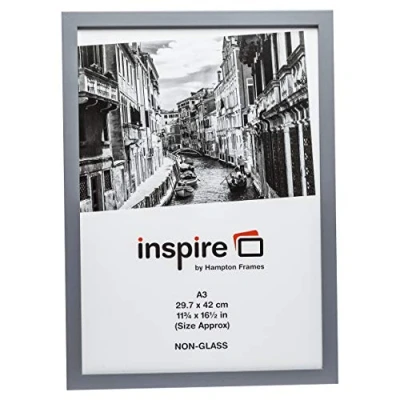 Image de Hampton Frames Zurich Cadre Photo en Bois de qualité Acrylique (sans Verre) Gris A3 (30 x 42 cm) ZURA3GRY