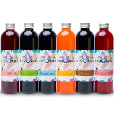 Image de Hopser Food Fun Myrtille,Pastèque Sirop party set , boissons, glace glacée à faire soi même machine slush concentré 1:5, Pas d&#039;ajout de sucre nécessaire 6 x 250ml pour