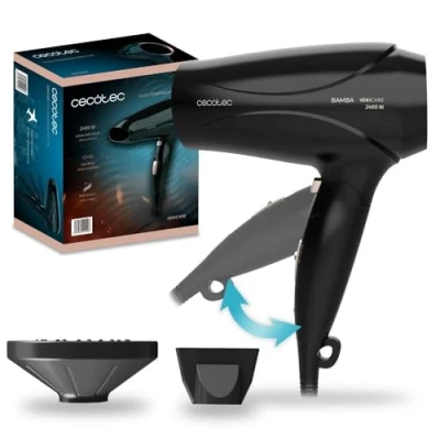 Image de Cecotec Sèche Cheveux Ionique Compact avec Diffuseur Bamba IoniCare 5450 Power&amp;Go Pro Fire. Puissance de 2400W, Technologie réelle et grand débit d&#039;air, Fonction d&#039;air froid (Bronze)