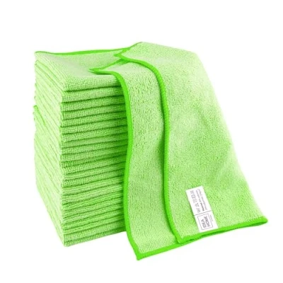Image de IDEA HOME Lot de 24 Chiffon Microfibre Chiffons Nettoyage 30x30cm à Poussière, Multi usages pour Cuisine, Maison, Cenêtres e Vitre, Vert