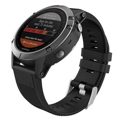 Image de MoKo 22mm Bracelet Compatible avec Garmin Fenix 5/5 Plus/Fenix 6/6 Pro/Forerunner 935/945/Approach S60/S62/Quatix 5/Garmin Instinct, Quick Fit Bande de Remplacement en Silicone Noir
