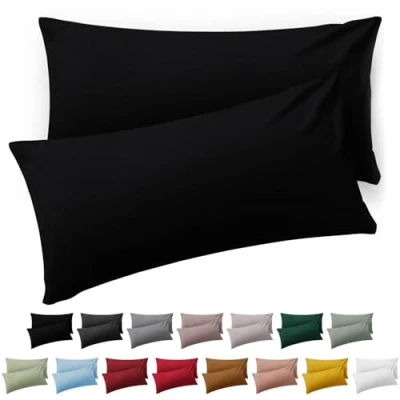 Image de Blumtal Taie Oreiller 40x80 Lot de 2 Housse Coussin Microfibre Taies d&#039;oreillers avec Fermeture enveloppe, certifiée Oeko Tex, Extra Douce et Lavable Noir