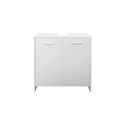 Image de ML Design Meuble sous Lavabo, Blanc, 58x60x33 cm, avec 2 Portes et 1 Espace de Rangement, Panneau MDF Finition Mélaminée, Armoire Bas sur Pied Salle Bain, Placard Rangement Évier Vasque